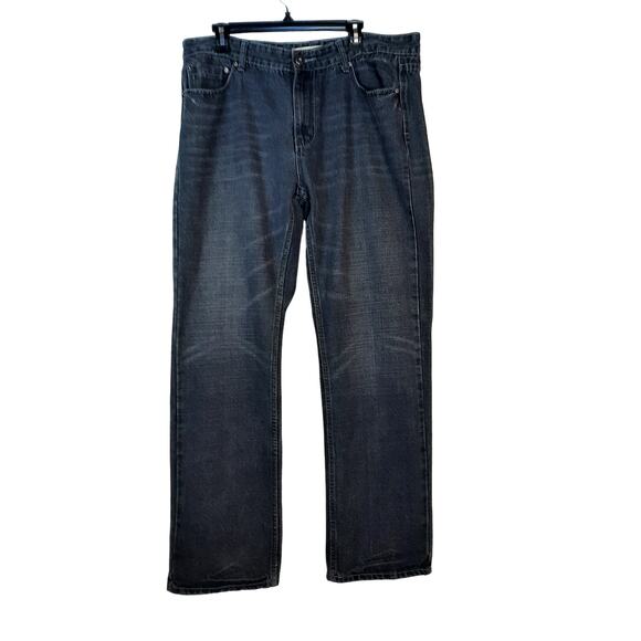 VINTAGE ROYAL BLACK PREMIUM MEN'S BLACK JEANS SLIM FIT STRAIGHT Y2K GRUNGE 38X34 - Picture 1 of 10